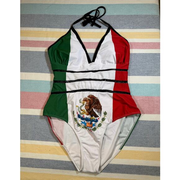 NWOT Mexican Flag One Piece Sz M - Picture 1 of 9